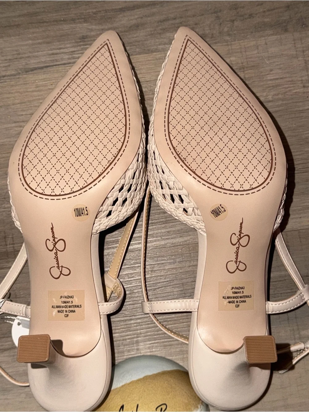 Jessica Simpson Cream Woven Slingback Mules Heels